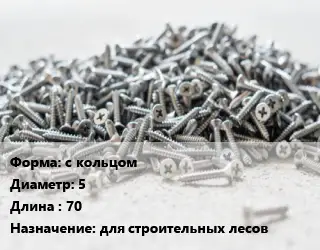 Шуруп с кольцом 5х70 для строительных лесов